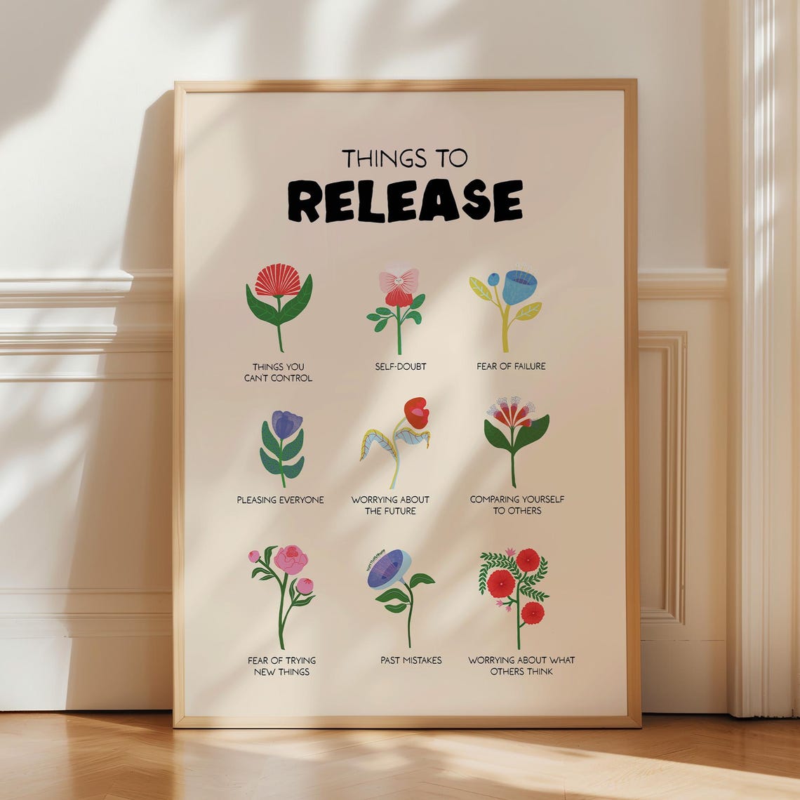 Things To Let Go Of Anxiety Release Mental Health Poster Coping Skills Therapist Office Decor Mindfulness Educational Therapy