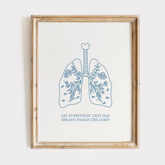 Light Blue Christian Scripture Wall Art Floral Lungs Print