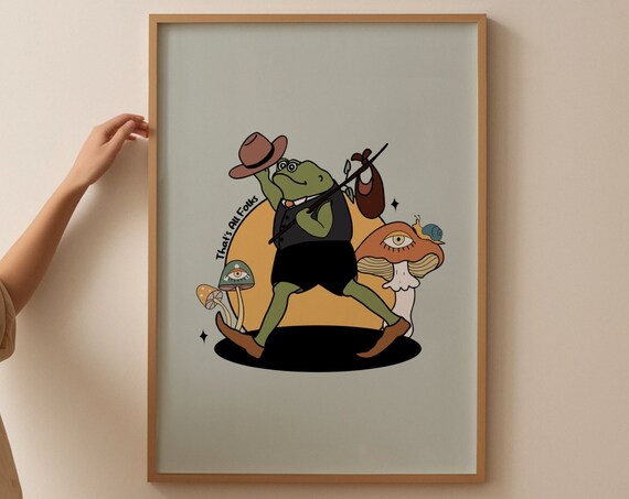 Thats All Folks Frog Mushroom Whimsical Storybook Wall Poster