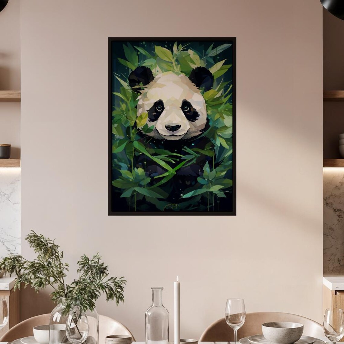 Geometric Panda Art Poster Modern Lowpoly Animal Print For Serene Home Decor Tranquil Bamboo Forest Wall Unique Wildlife Gift