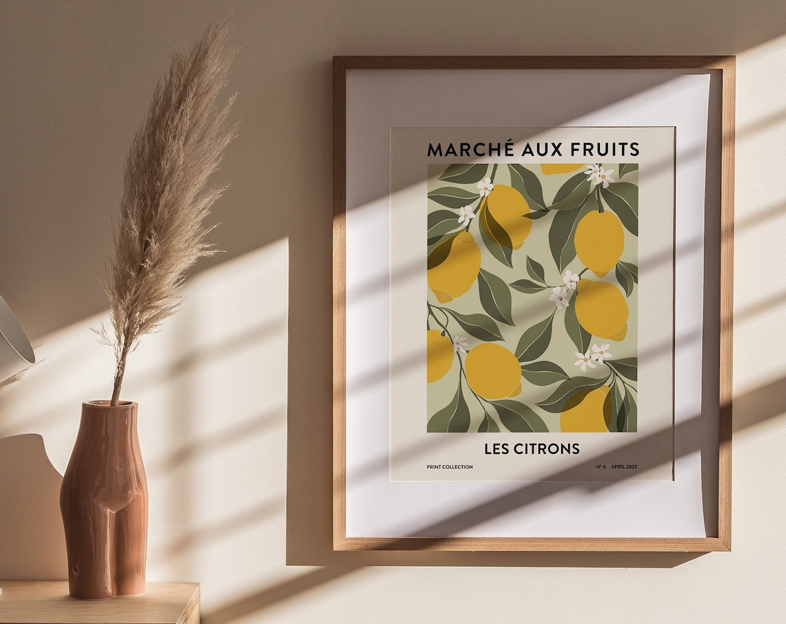 Lemons Fruit Market Botanical Kitchen Art Print - Image 3