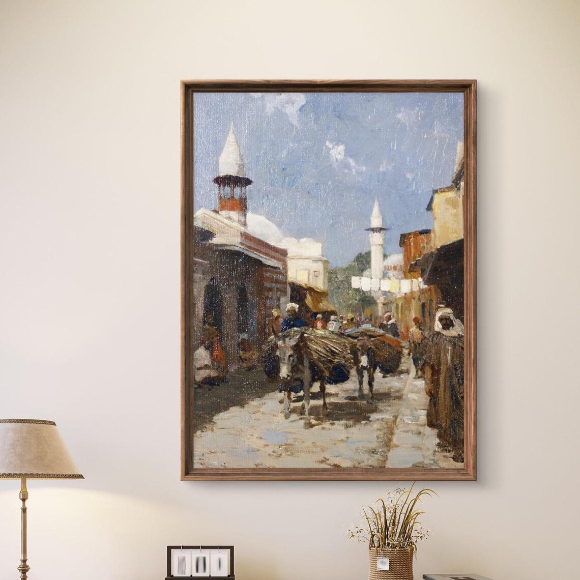 Ottoman Marketplace Street Donkeys Vintage Middle East Art Poster