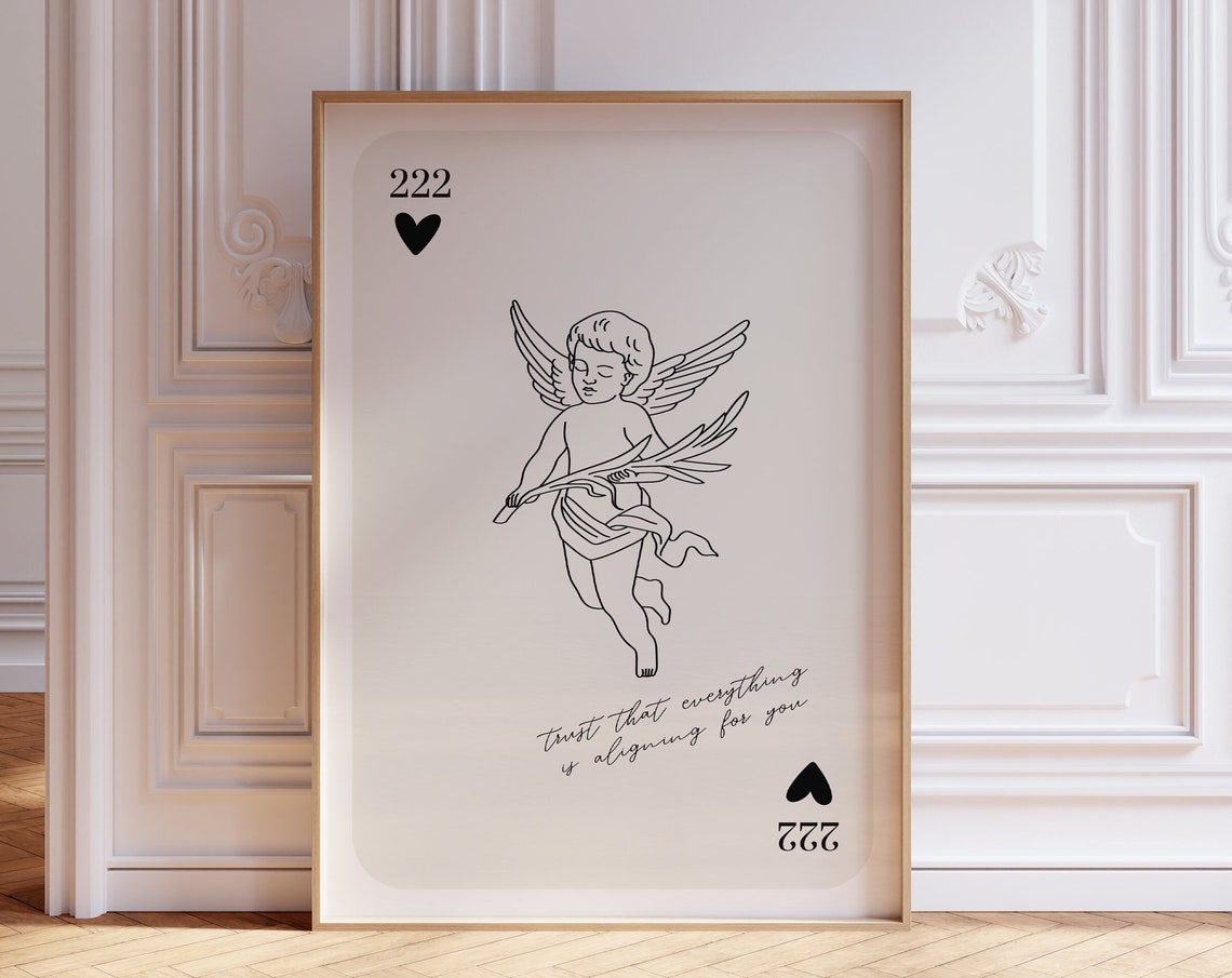 Angel Number 222 Cherub Playing Card Alignment Trust Decor Poster