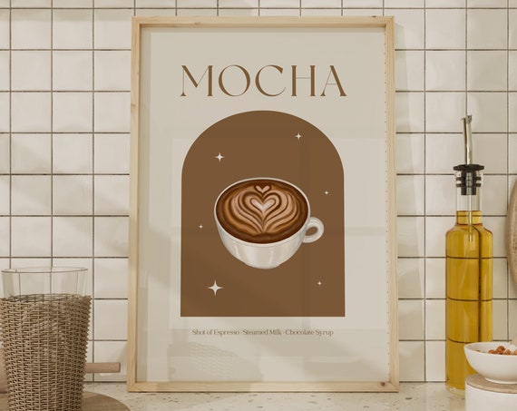 Mocha Coffee Print Coffee Poster Coffee Nook Wall Art Print Trendy Kitchen Print Coffee Shop Print Cafe Print