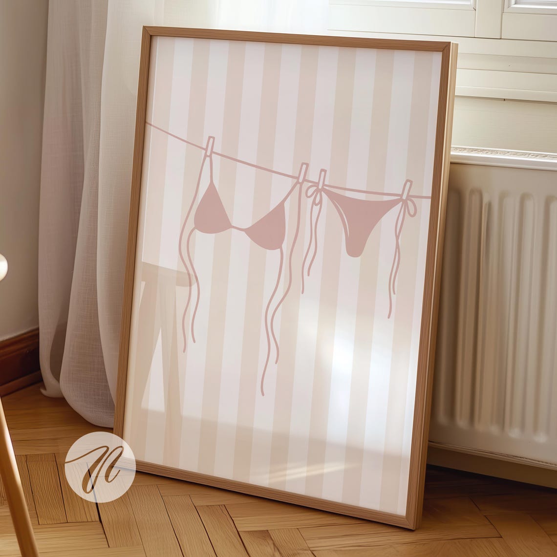 Bikini On Clothesline Beachy Coastal Bathing Suit Art Poster