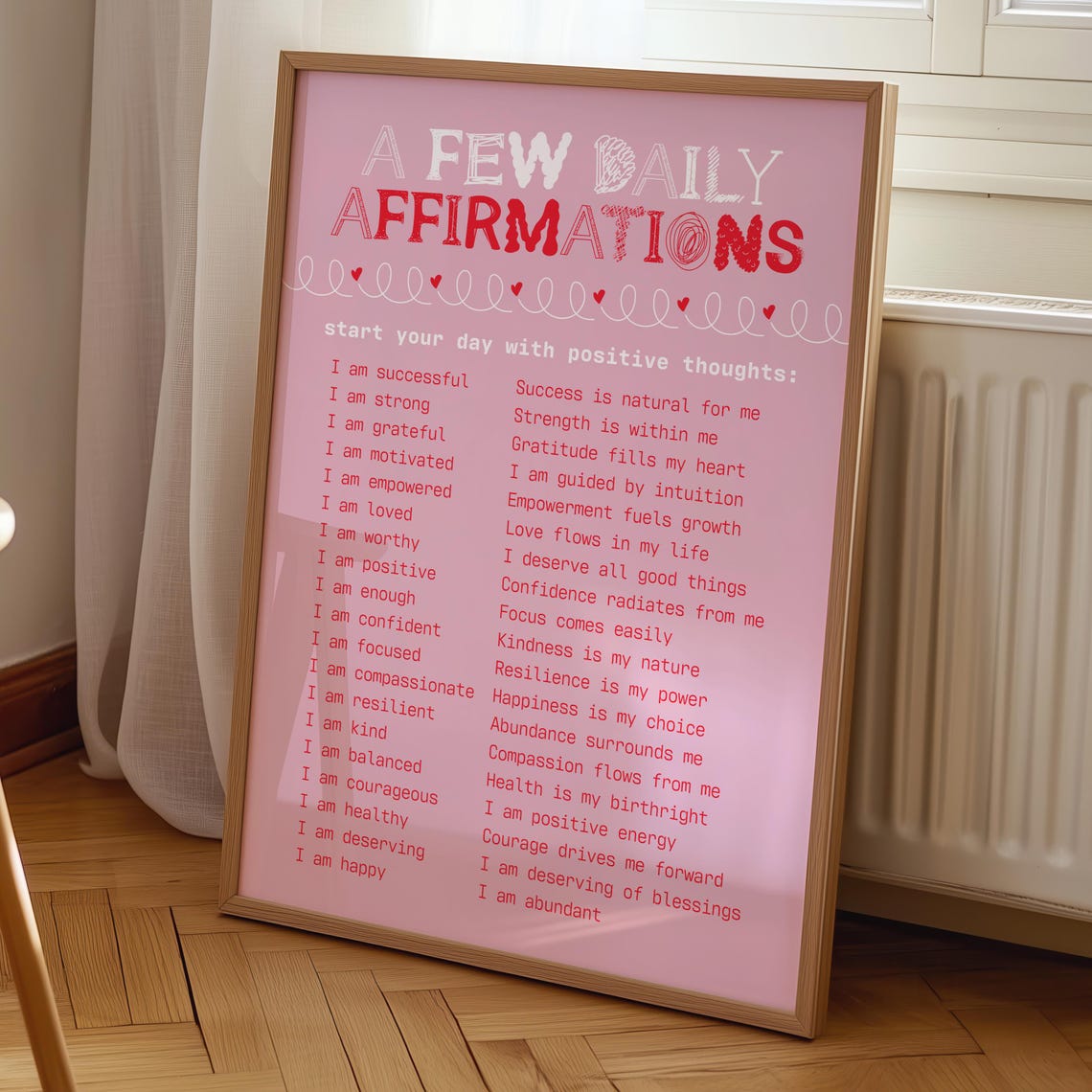 A Few Daily Affirmations Pink Positive Mindset Quotes Poster