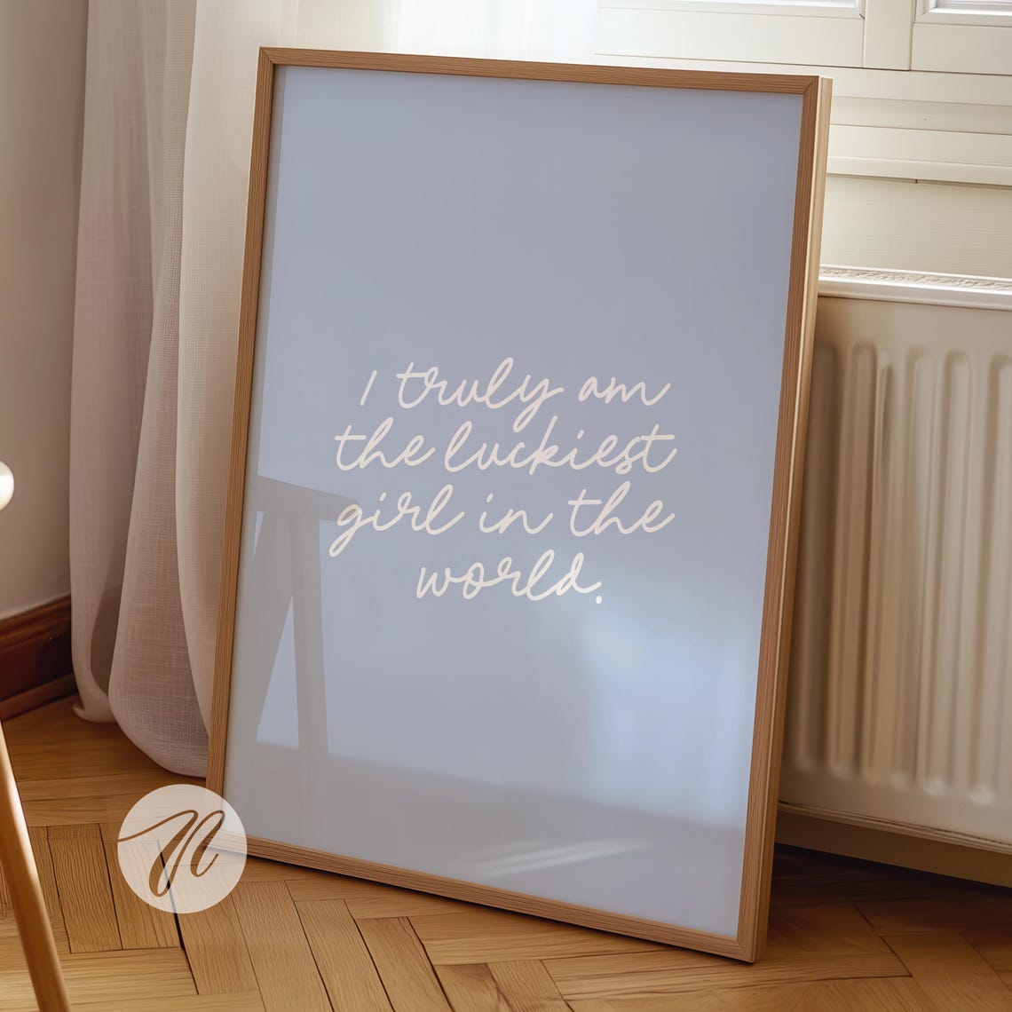 Lucky Girl Syndrome Quote Print Blue Preppy Wall Art Coastal Cowgirl Posters College Apartment Decor Girly Room