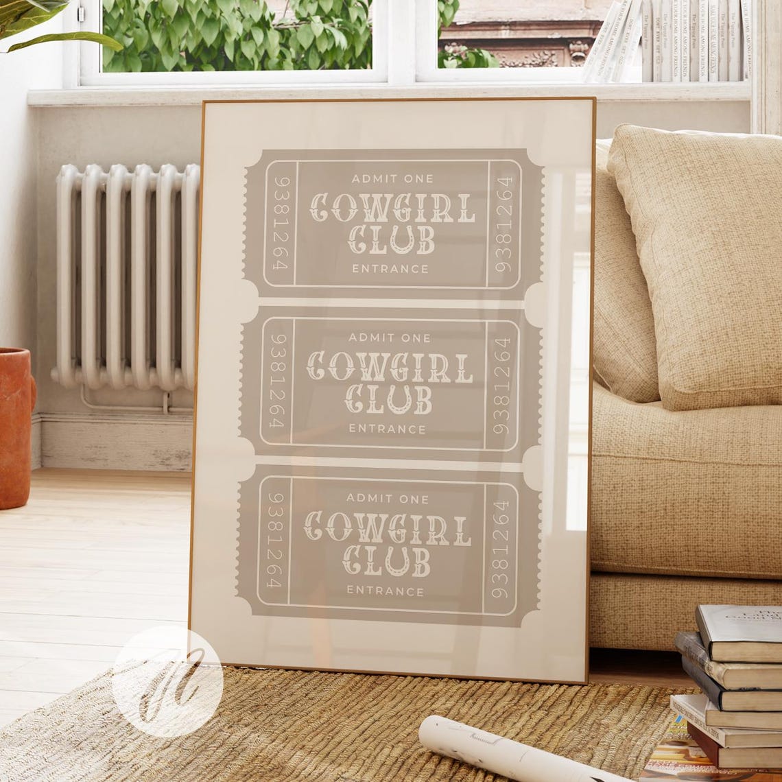 Cowgirl Club Admit One Ticket Western Rodeo Chic Wall Art Decor
