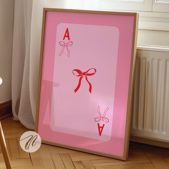 Ace of Bows Pink Playing Card Coquette Lucky Dorm Girls Poster