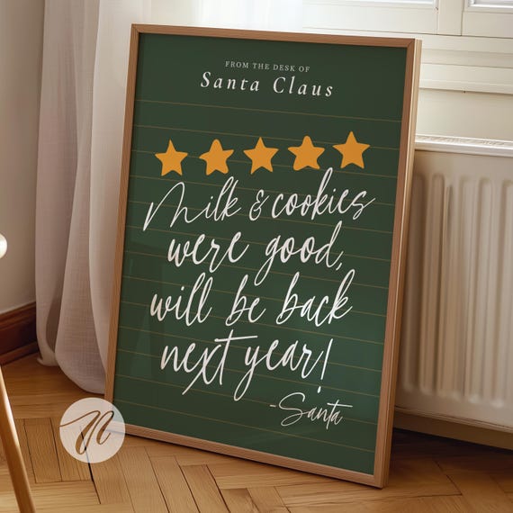 Funny Christmas Decor Wall Art Trendy Review Rating Sign Retro Prints Santa Claus Note Poster