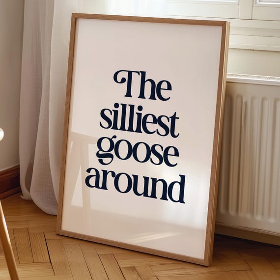Funny Goose Nursery Art Print Quirky Navy Apartment Decor