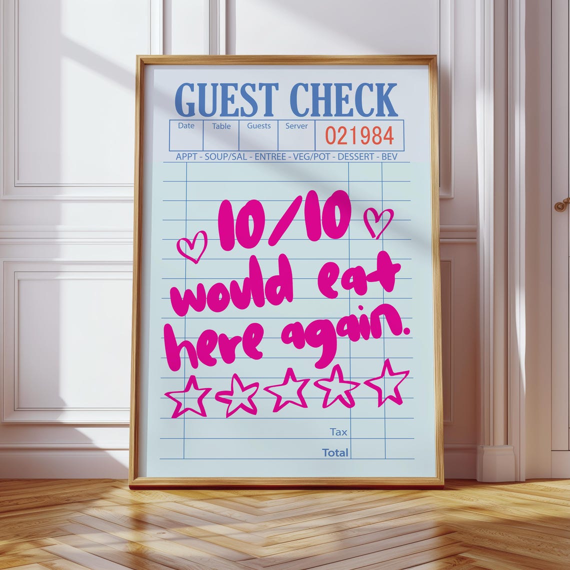 10/10 Would Eat Here Again Funny Kitchen Quote Typography Wall Art