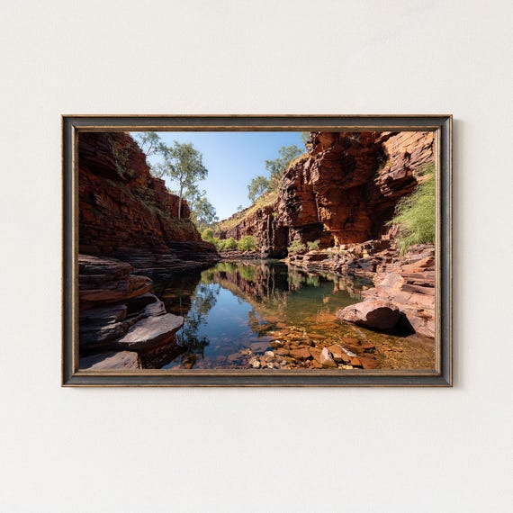 Karijini Gorge Print Australia Red Rock Wall Art Outback Canyon Landscape Decor
