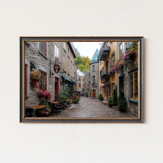 Old Quebec Historic Cobblestone Street European Style Poster