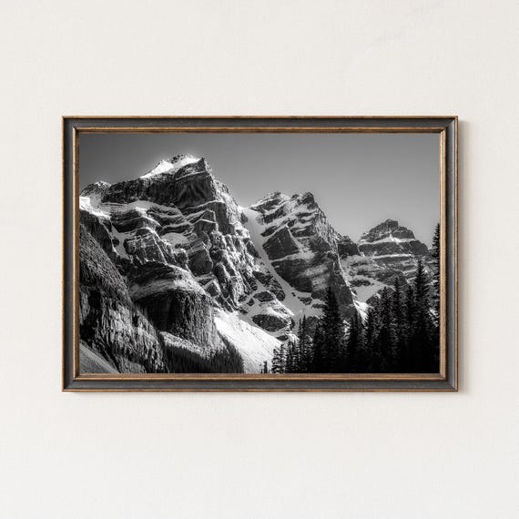 Black And White Mountain Photography Rocky Peaks Wall Art