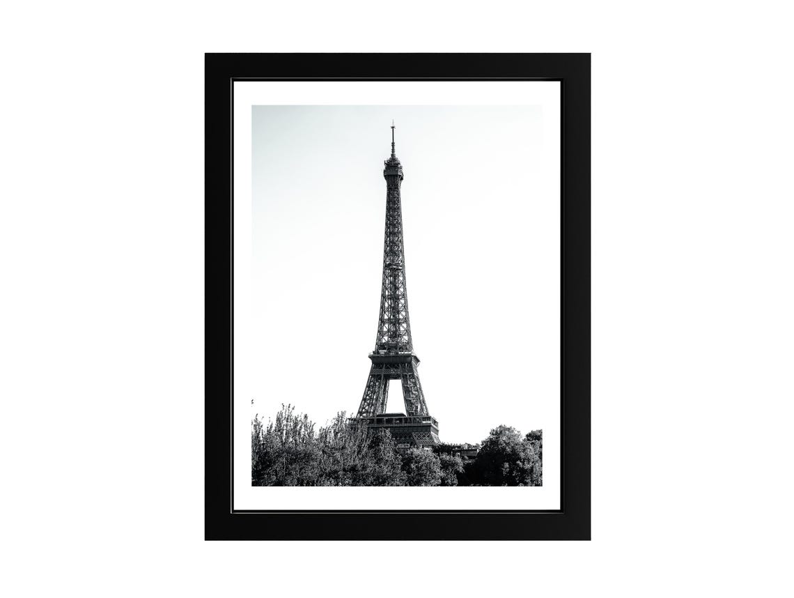 Eiffel Tower Black And White Paris Photography Poster Classic View
