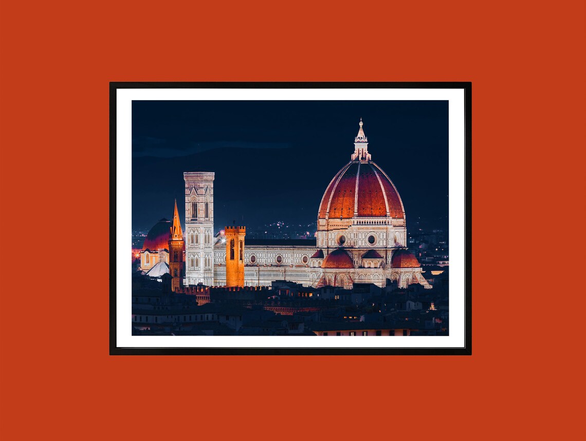 Florence Duomo Illuminated Night Cathedral Tuscany Italy Poster
