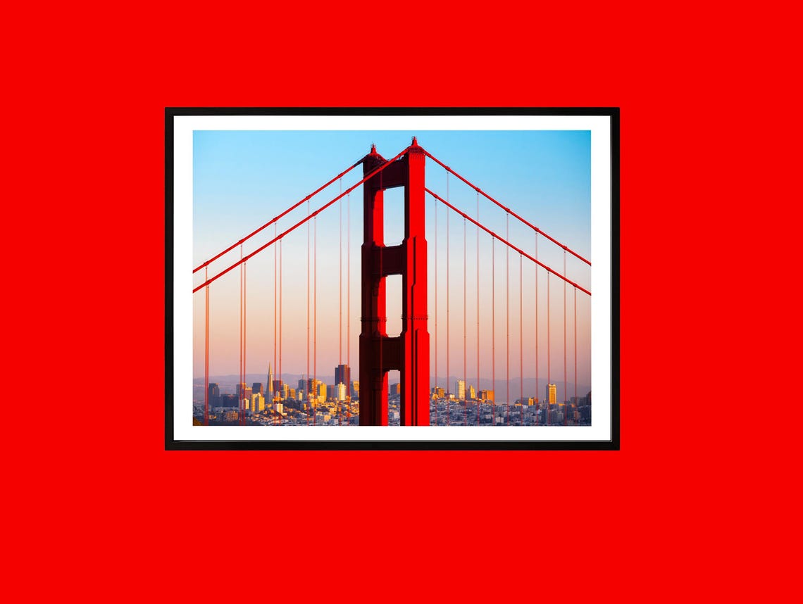 Golden Gate Bridge Tower Sunset San Francisco Skyline Poster