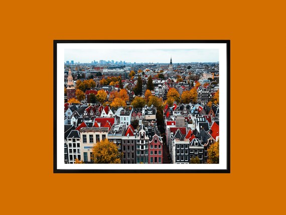 Amsterdam Autumn Aerial Cityscape Canal House District Poster