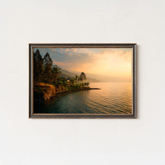 Lake Toba Sunset Tropical Landscape Wall Art Print