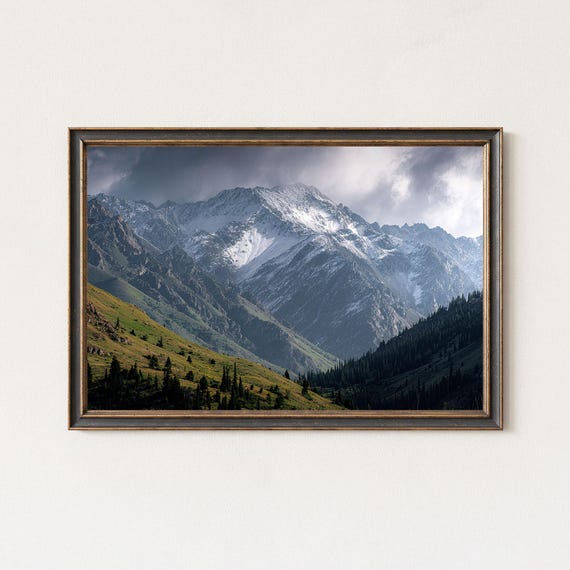 Ala Archa Mountain Wall Art Kyrgyzstan Landscape Print Snowy Peak Nature Photo