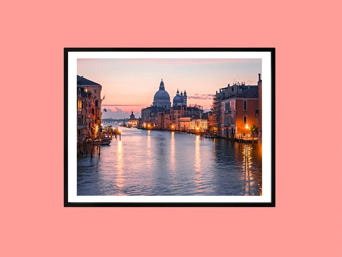 Venice Grand Canal Twilight Basilica della Salute Romantic City Poster
