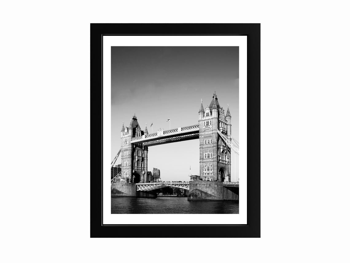 Tower Bridge London Black And White Cityscape Photo Travel Poster