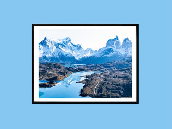 Torres Del Paine Print Landscape Photography Blue Lake Mountain Decor