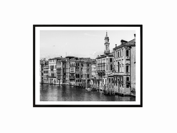 Venice Grand Canal Black And White Historic Palazzi Photo Poster