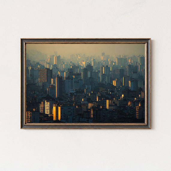 So Paulo Skyline Print Golden Hour Cityscape Wall Art Brazil Urban Photography