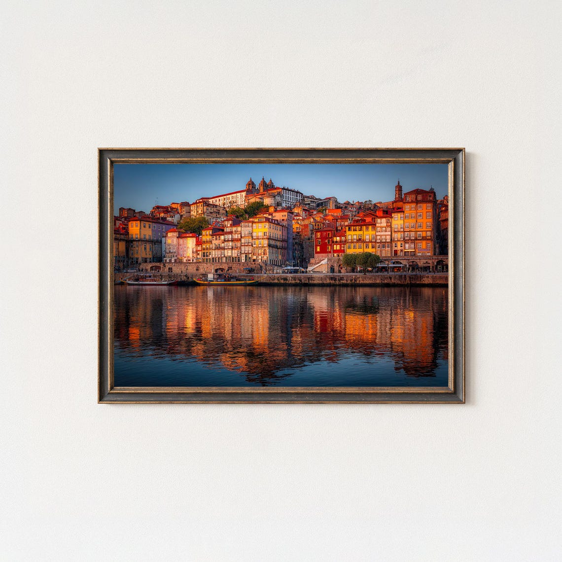 Porto Riverside Colorful Houses Sunrise River Reflection Poster