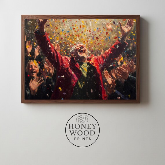 Joyful Celebration Man With Confetti Party Festive Painting Poster
