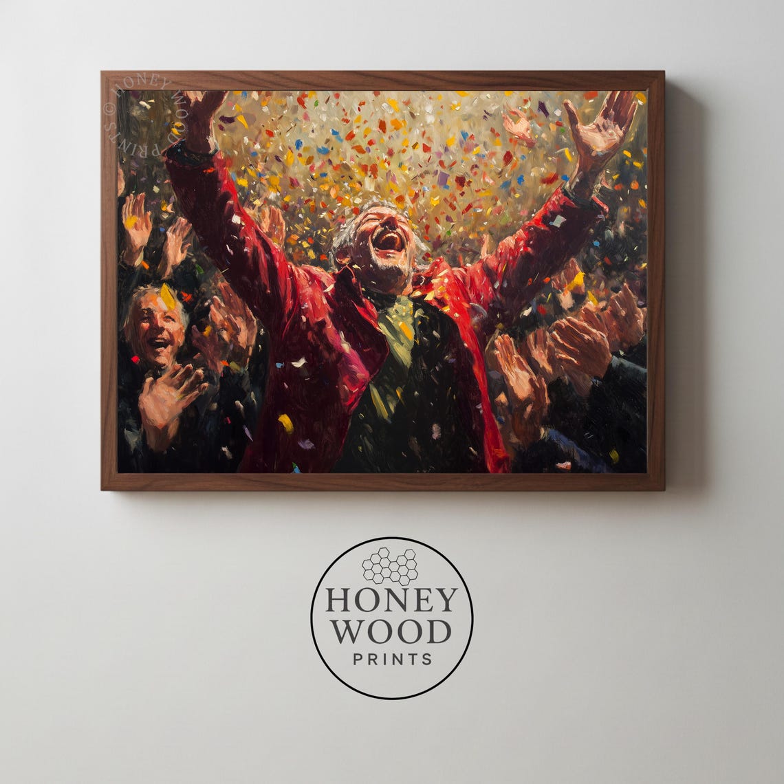Joyful Celebration Man With Confetti Party Festive Painting Poster