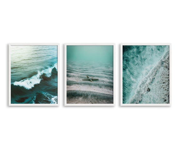 Wave Prints Beach Wall Decor Beach Print Ocean Print Tropical Aquatic Ocean Print Ocean Wave Print
