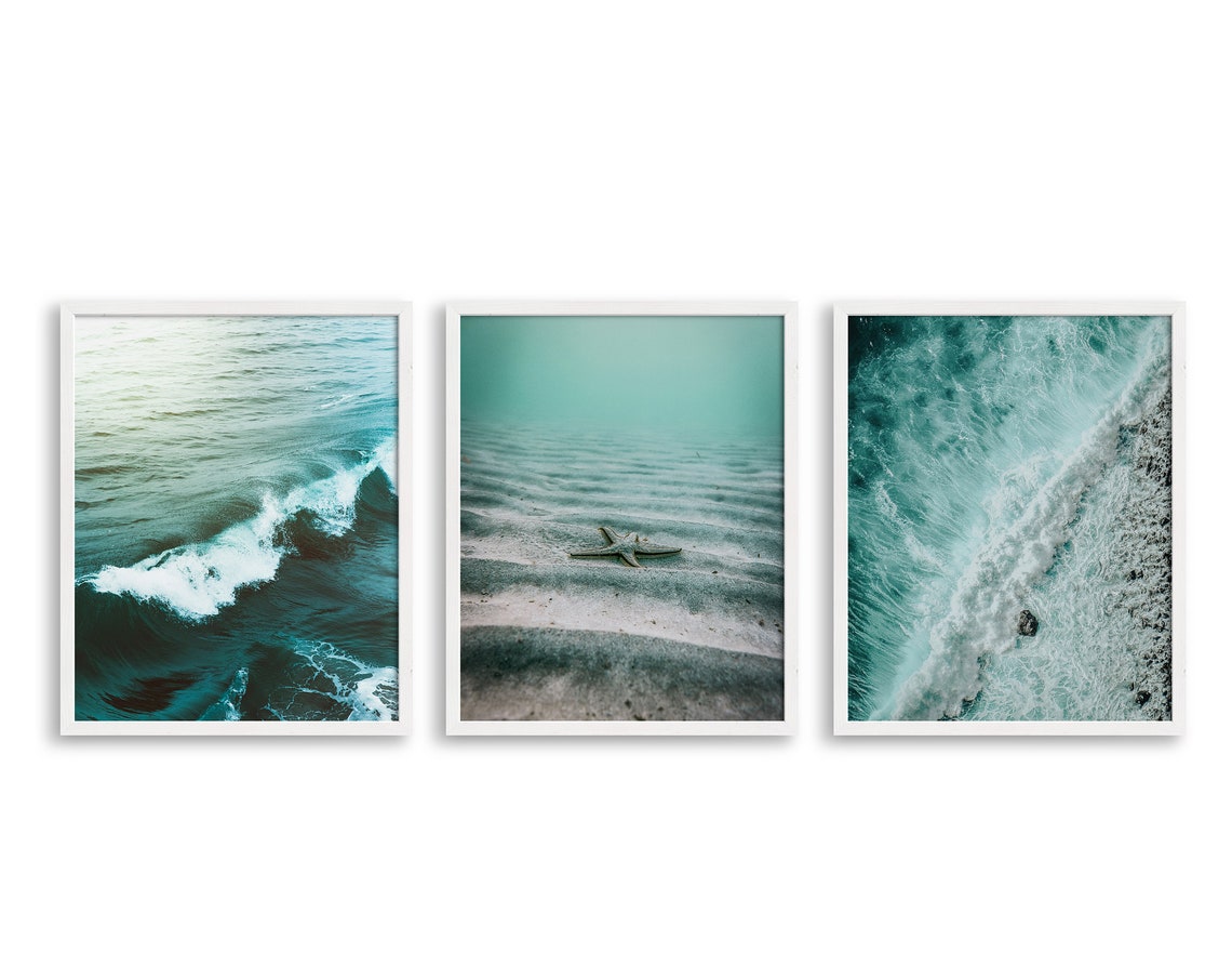 Wave Prints Beach Wall Decor Beach Print Ocean Print Tropical Aquatic Ocean Print Ocean Wave Print