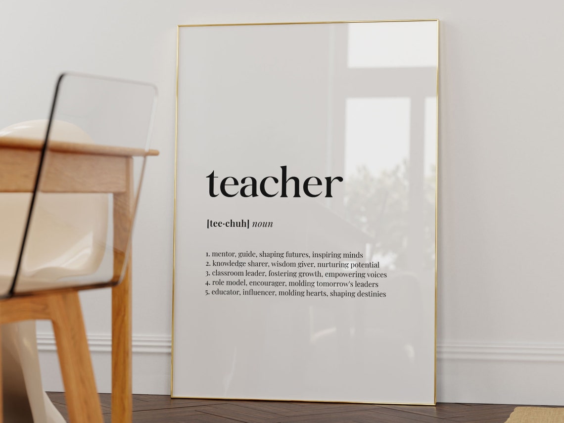 Teacher Definition Wall Art Dictionary Meaning Gift For Teacher Teacher Quote Instant Family Gift - Image 3