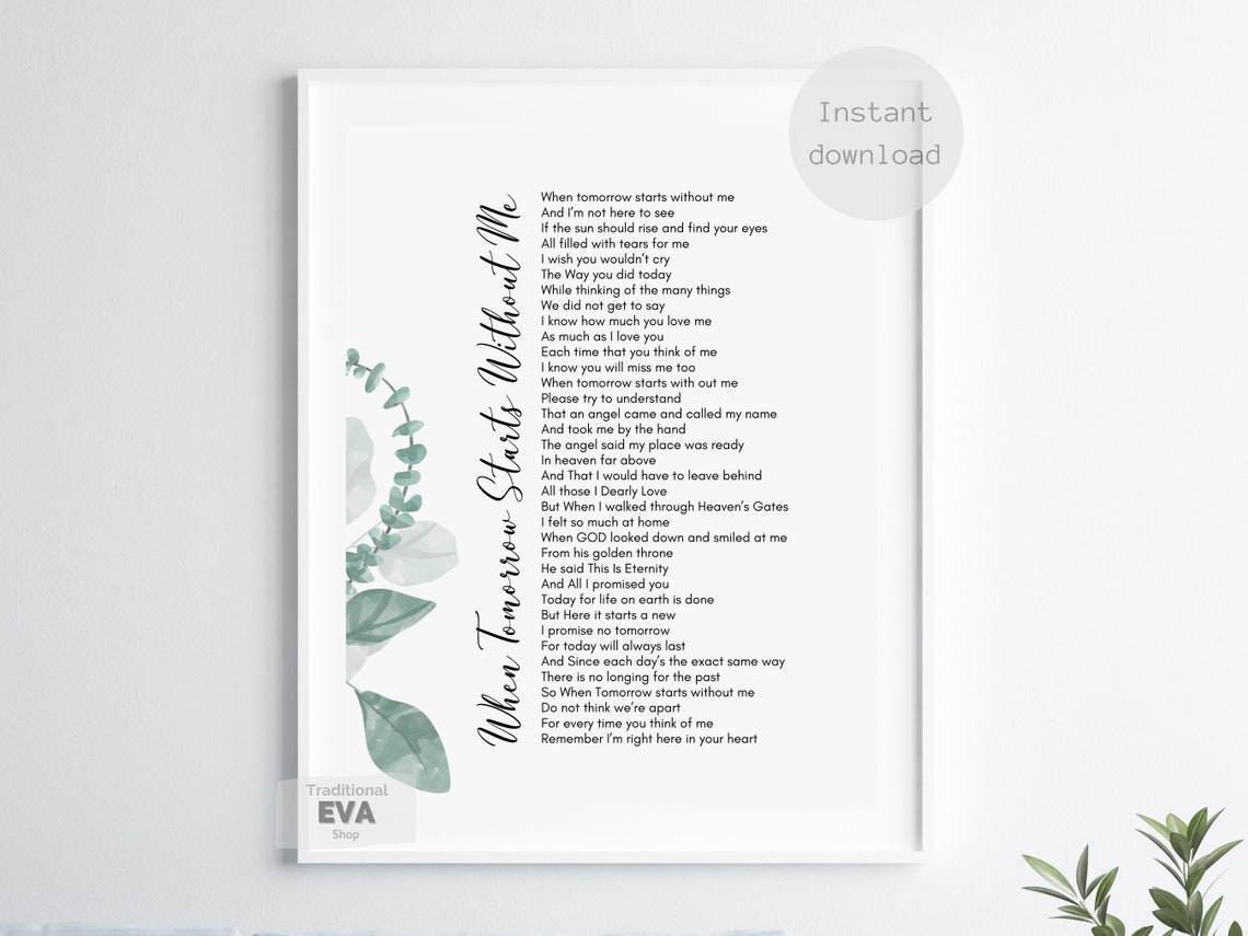When Tomorrow Starts Without Me Poem Eucalyptus Botanical Print - Image 2