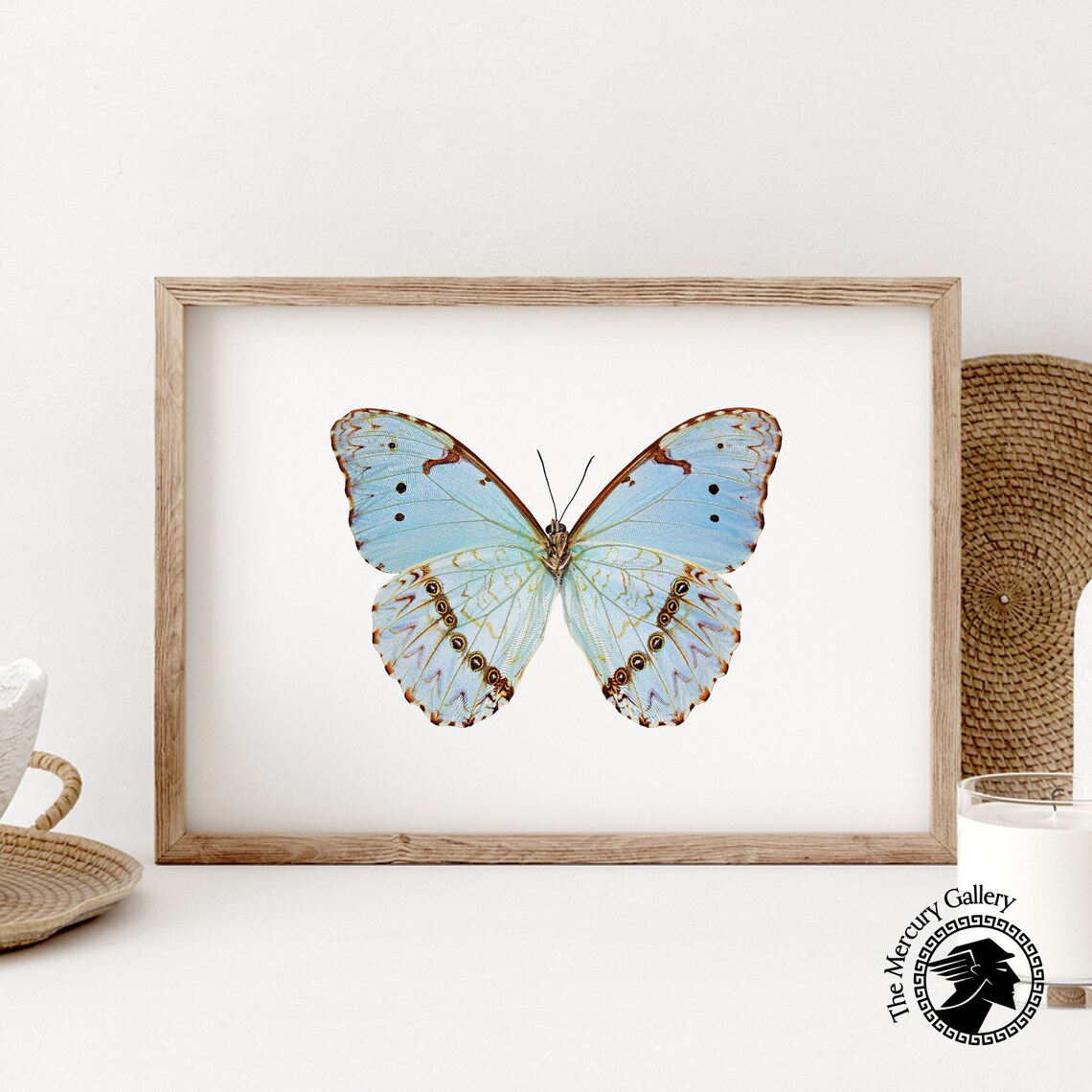 Blue Butterfly Vintage Rustic Butterfly Art Print - Image 6