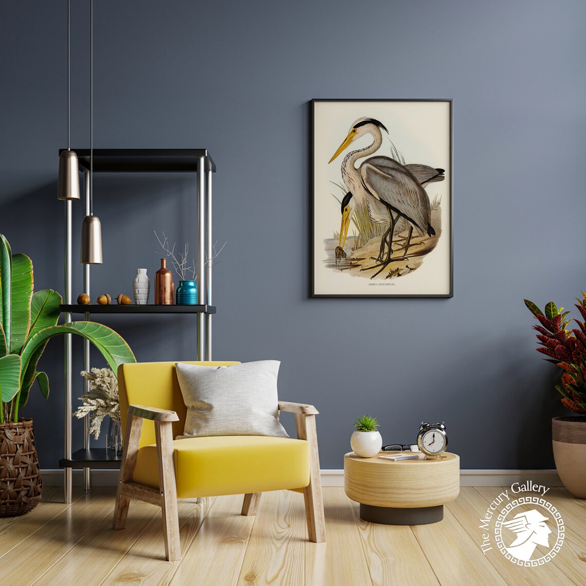 Vintage Great Grey Heron Pair Antique Waterbird Illustration Art Print - Image 5
