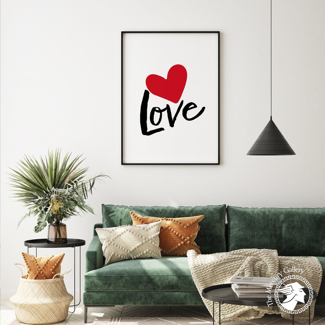 Love Script Red Heart Minimalist Typography Romantic Wall Art Poster - Image 4