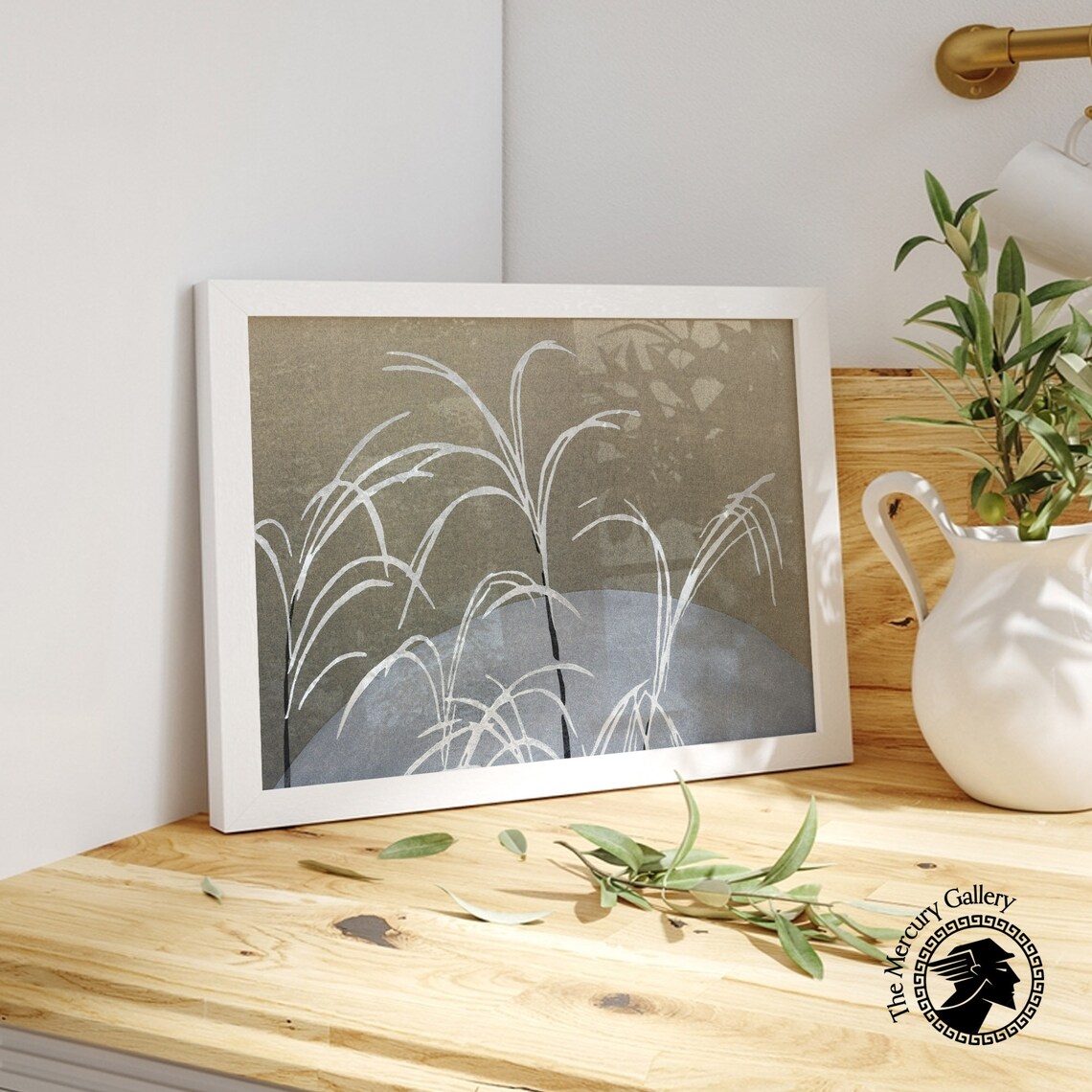 Kamisaka Sekka Blue Frost Moonlit Reeds Japanese Woodblock Art Print - Image 5