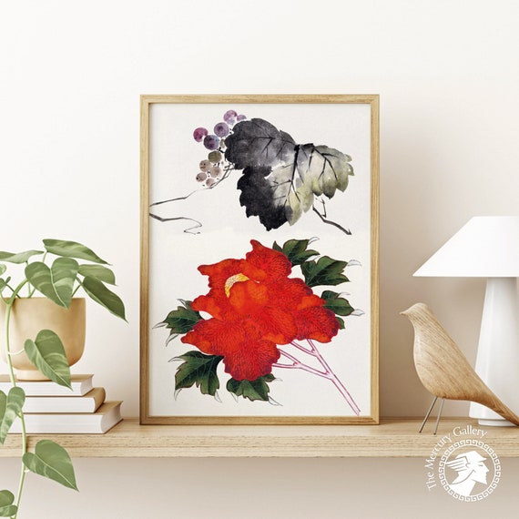 Hokusai Art Print Japanese Flower Japan Wall Art Hokusai Wall Art Japanese Art Print Japanese Decor