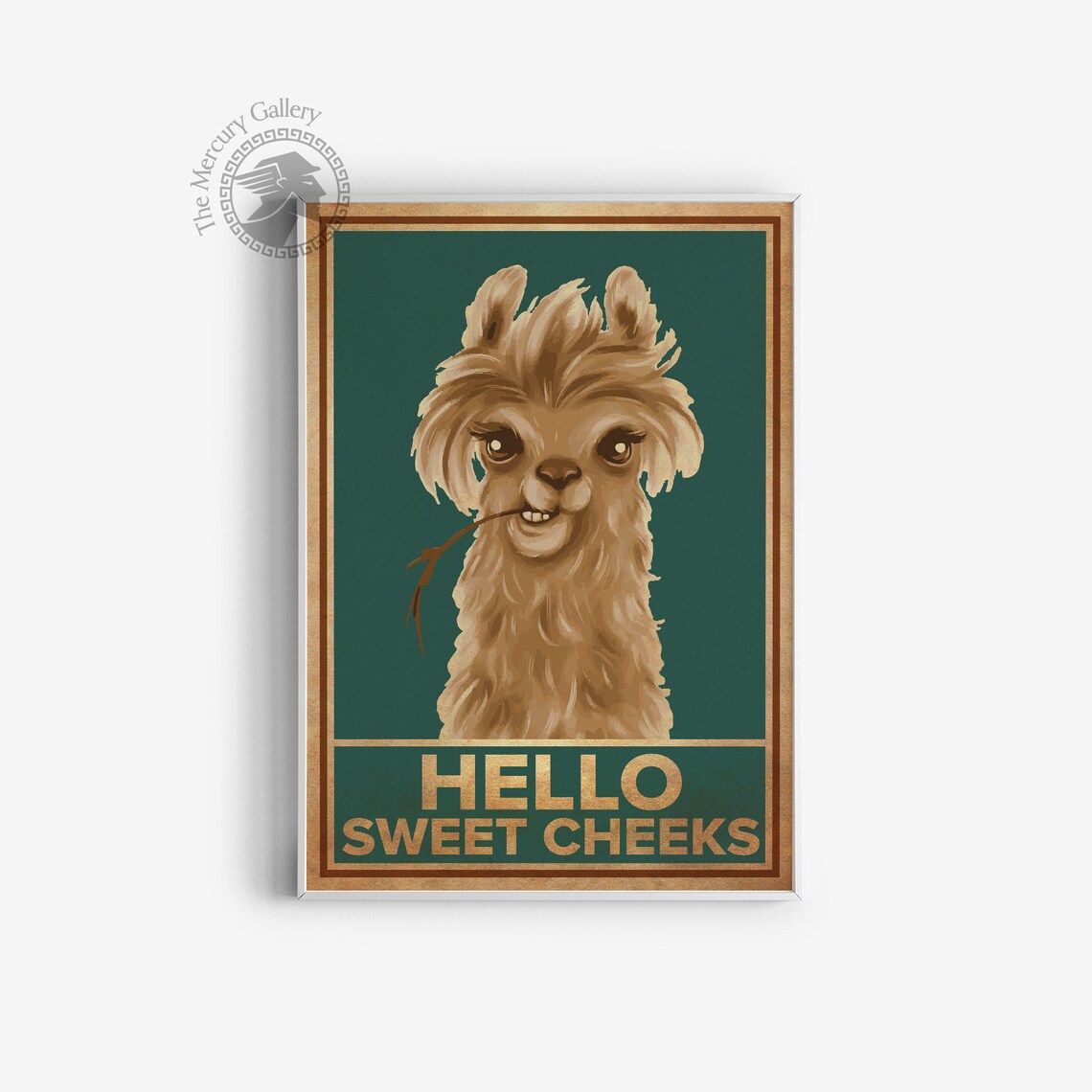 Llama Hello Sweet Cheeks Funny Vintage Retro Bathroom Animal Poster - Image 5