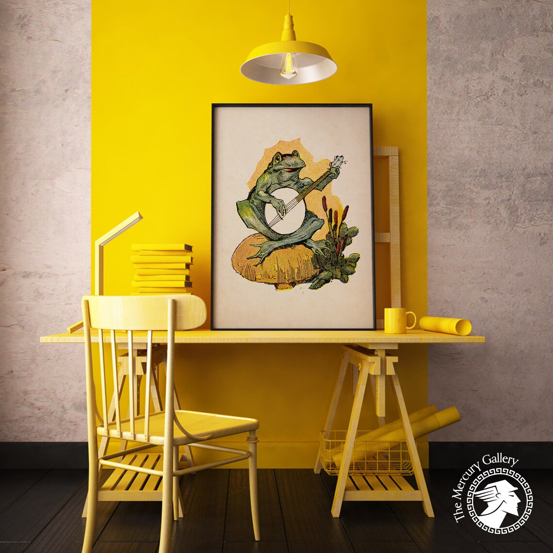 Frog Playing Violin In The Moonlight, Vintage Art Print - Image 5
