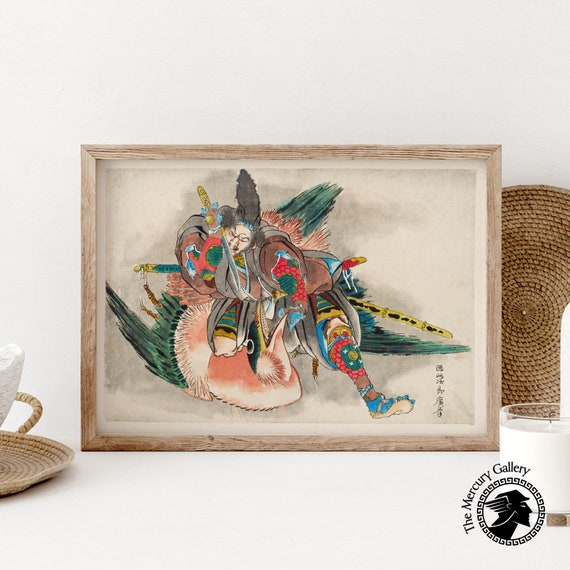 Hokusai Print Japan Wall Art Okijiro Japanese Samurai Japanese Posters Woodblock Print Japanese Decor