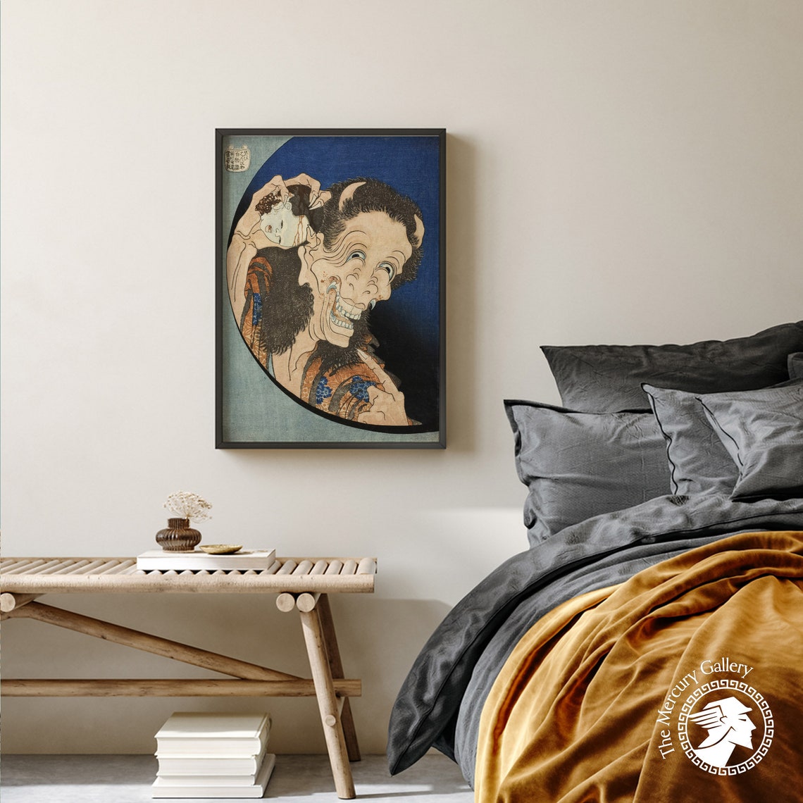 Hokusai Poster Laughing Demoness Woodblock Art Japandi Poster Exhibition Art - Image 3