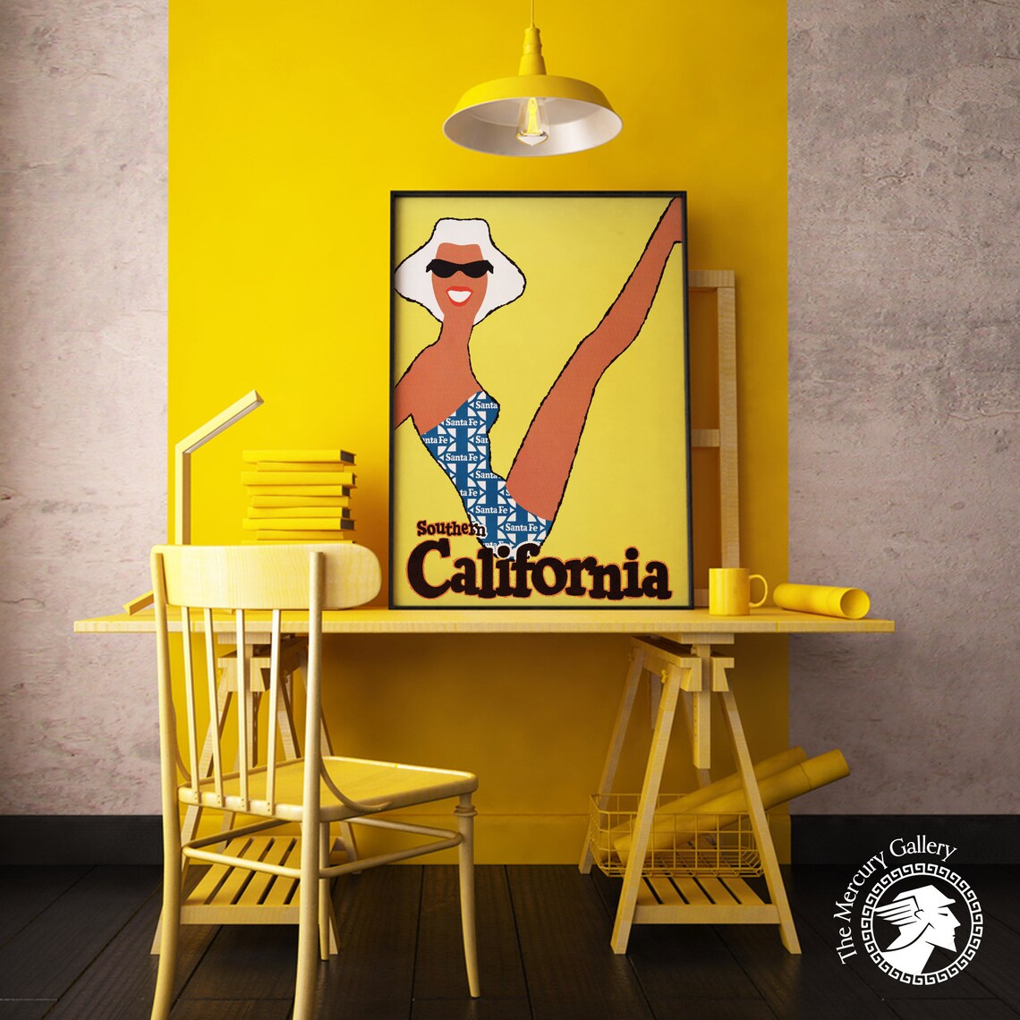 Southern California Vintage Swimsuit Kick Retro Santa Fe Travel Poster - Image 5