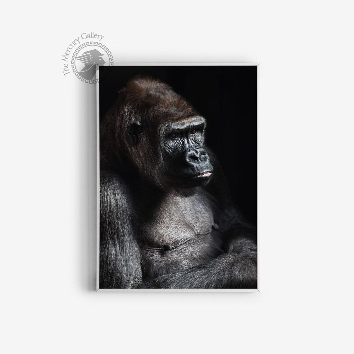 Black Gorilla Portrait Dark Moody Wildlife Fine Art Photo Print - Image 3