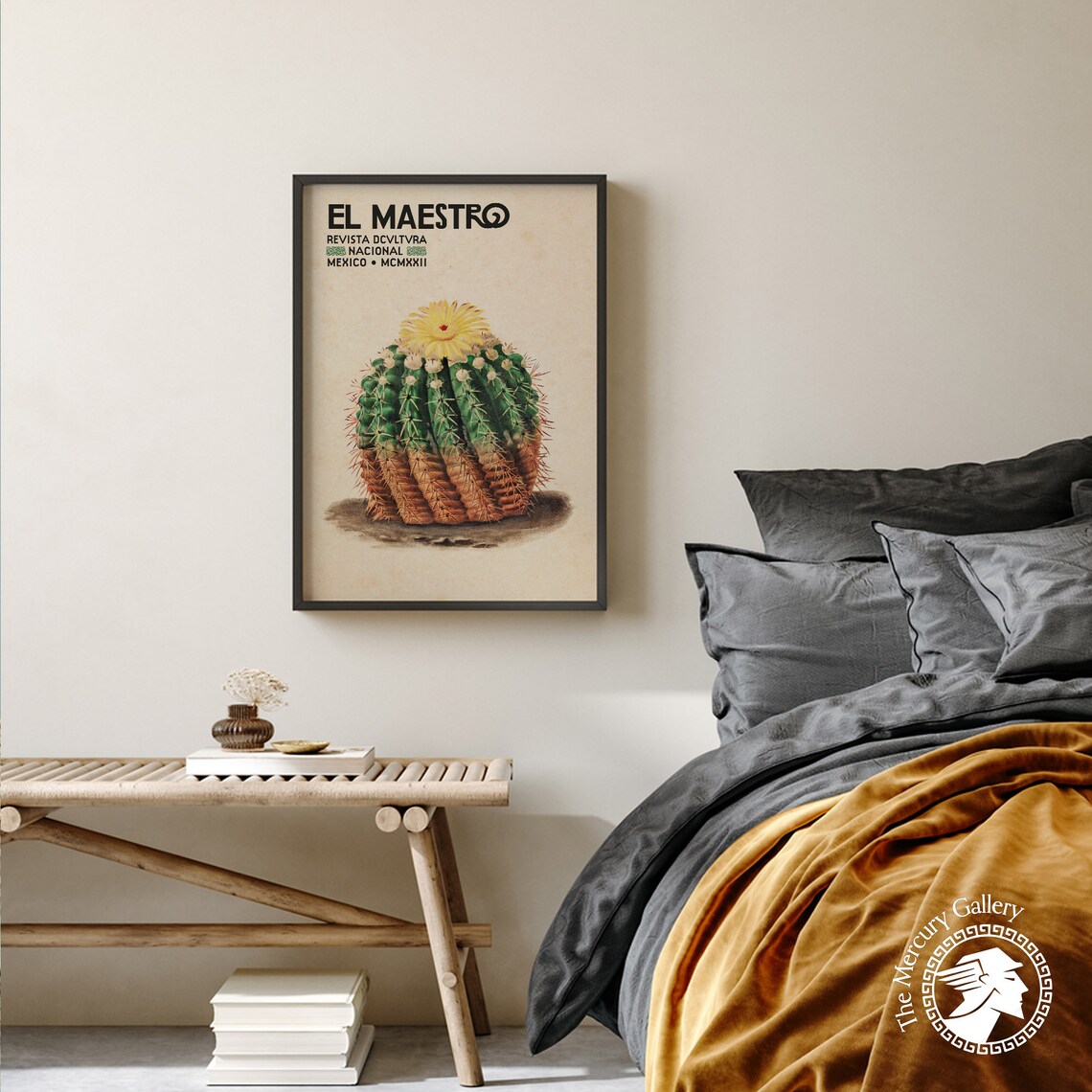 Mexico Vintage Travel Poster, Blooming Cactus Print - Image 3