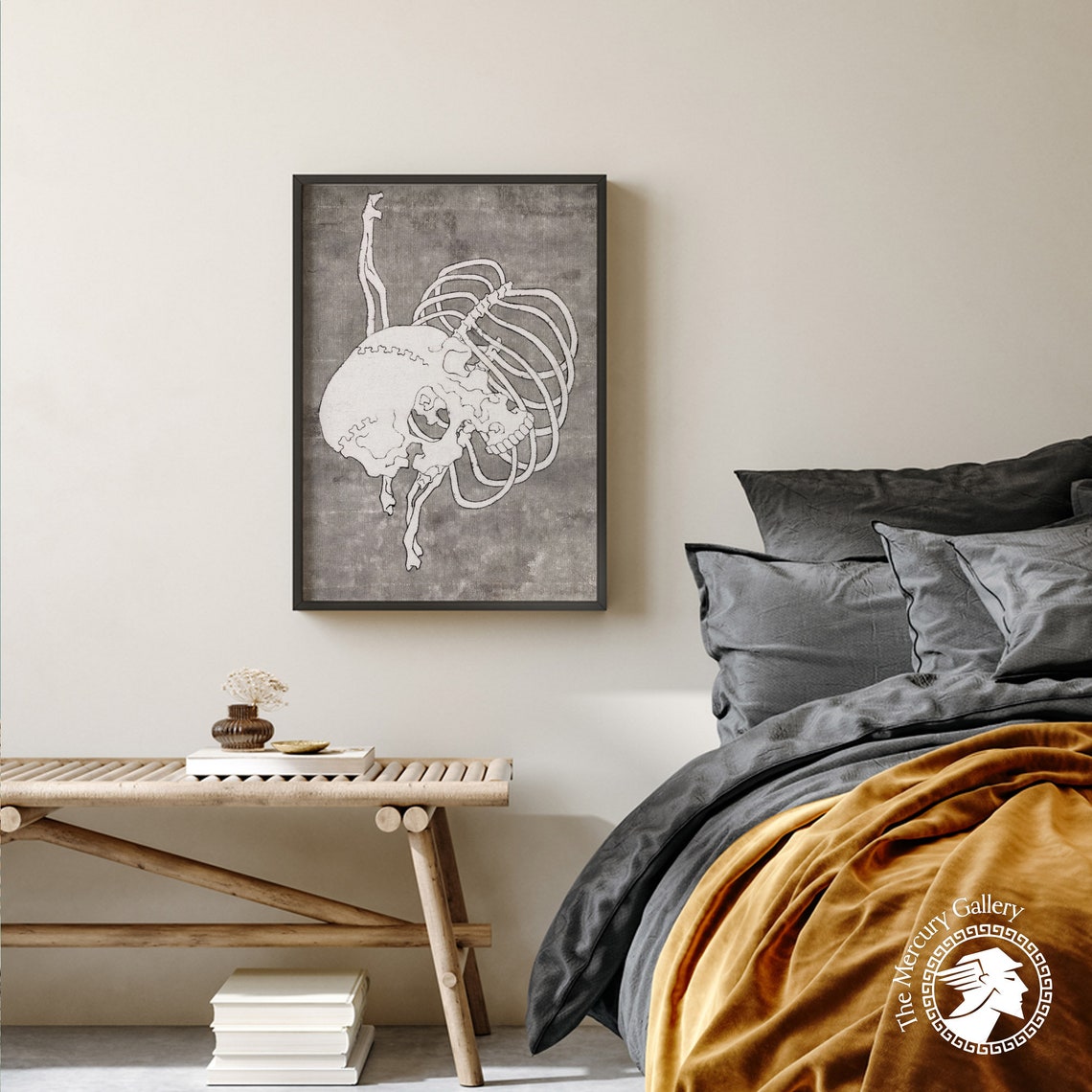 Hokusai Skull Rib Cage Macabre Ink Sketch Japanese Gothic Art Poster - Image 5